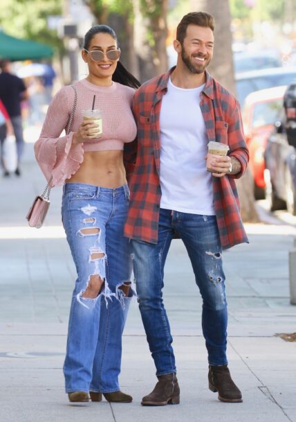 Nikki Bella and Boyfriend Artem Chigvintsev film their new reality tv show in Studio City