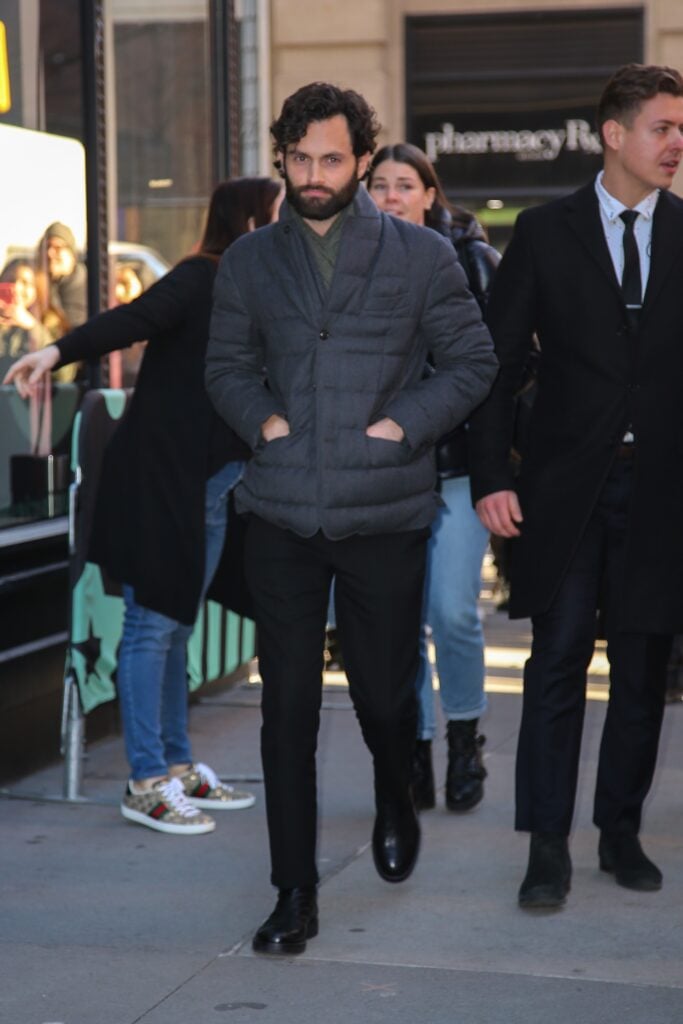 Actor Penn Badgley seen leaving the Build studios in NYC