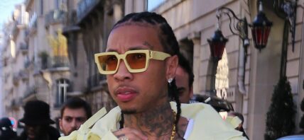 Tyga arriving to the Louis Vuitton fashion show in Paris during Fashion Week