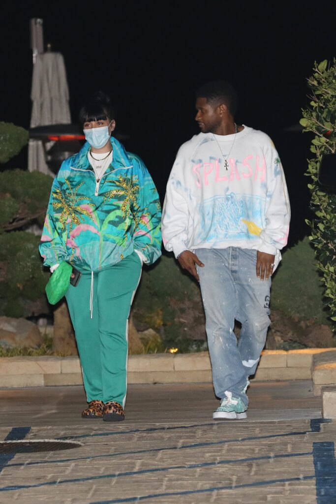 Singer Usher and girlfriend Jennifer Goicoechea are all smiles as they grab dinner at Nobu Malibu