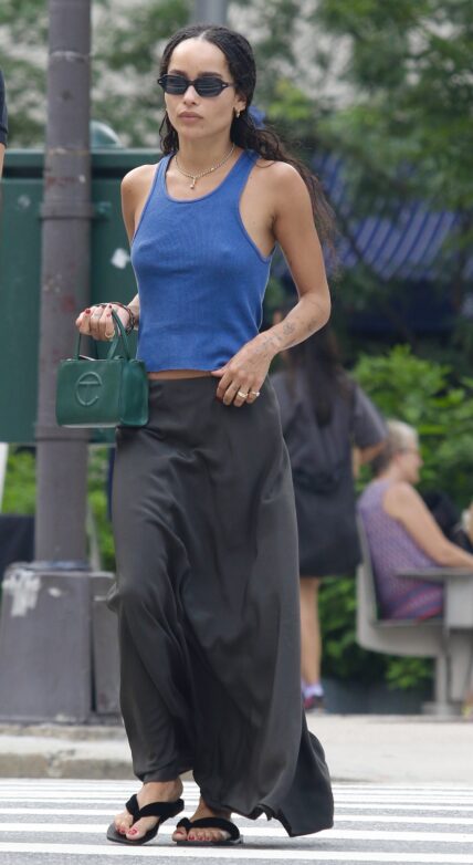 Zoe Kravitz soon to play Catwoman in the new Batman movie is seen all covered-up with a face mask and glasses in NYC
