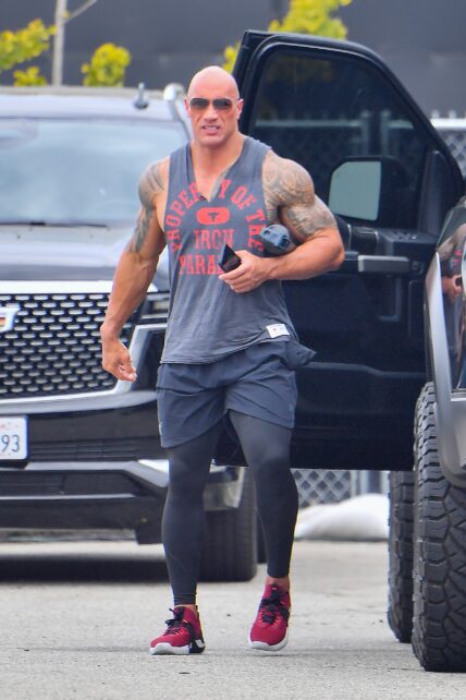 Dwayne apos The Rock apos Johnson heads to a movie set in Santa Monica