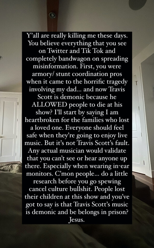 Ireland Baldwin's note on Instagram.