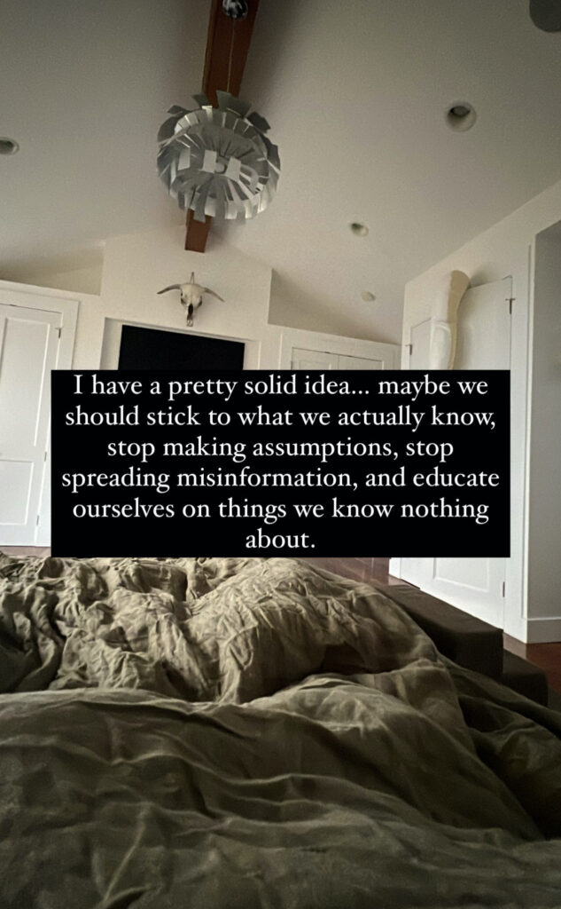 Ireland Baldwin's note on Instagram.