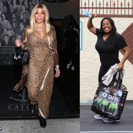 A collage photo showing Wendy Williams and Sherri Shepherd in casual outfits.