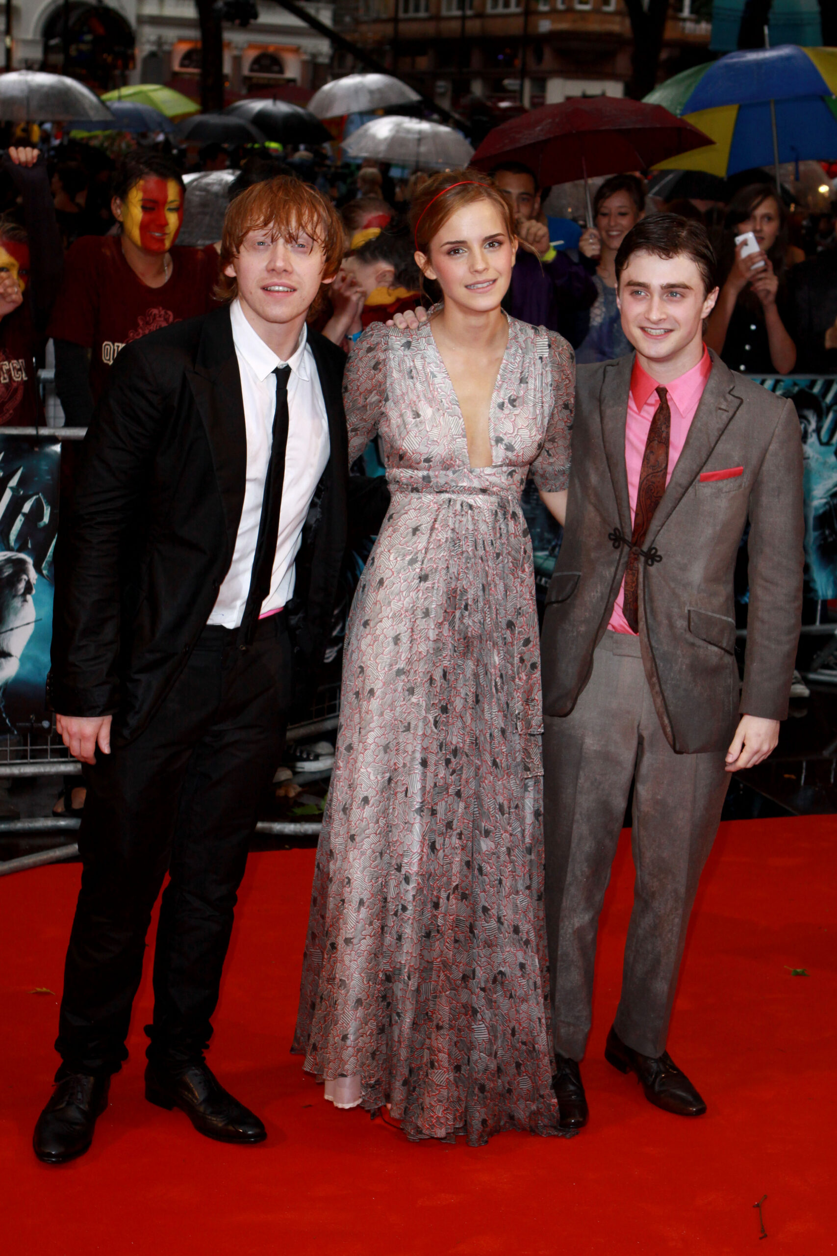 Emma Watson, Rupert Grint, and Daniel Radcliffe at the "Harry Potter and the Half-Blood Prince" World premiere at the Odeon Leicester Square, London, England.