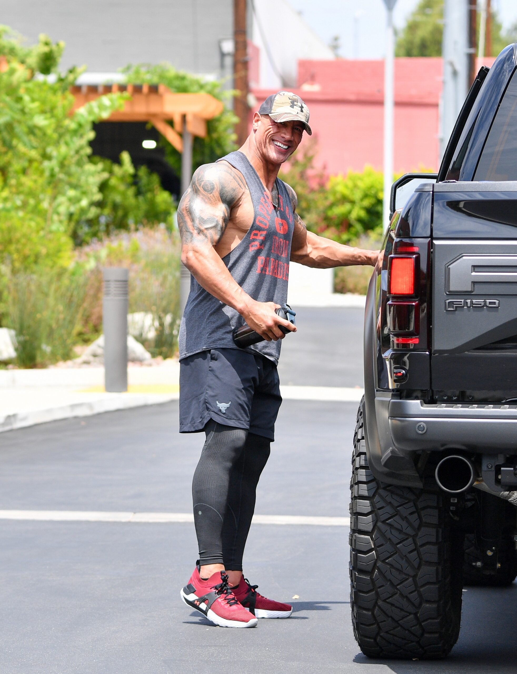 Dwayne 'The Rock' Johnson heads to a movie set in Santa Monica