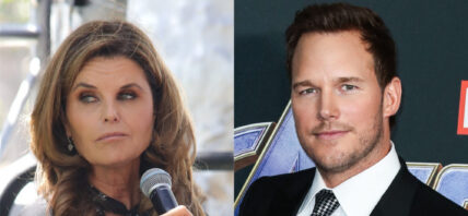 Maria Shriver and Chris Pratt collage.