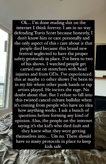 Ireland Baldwin's note on Instagram.