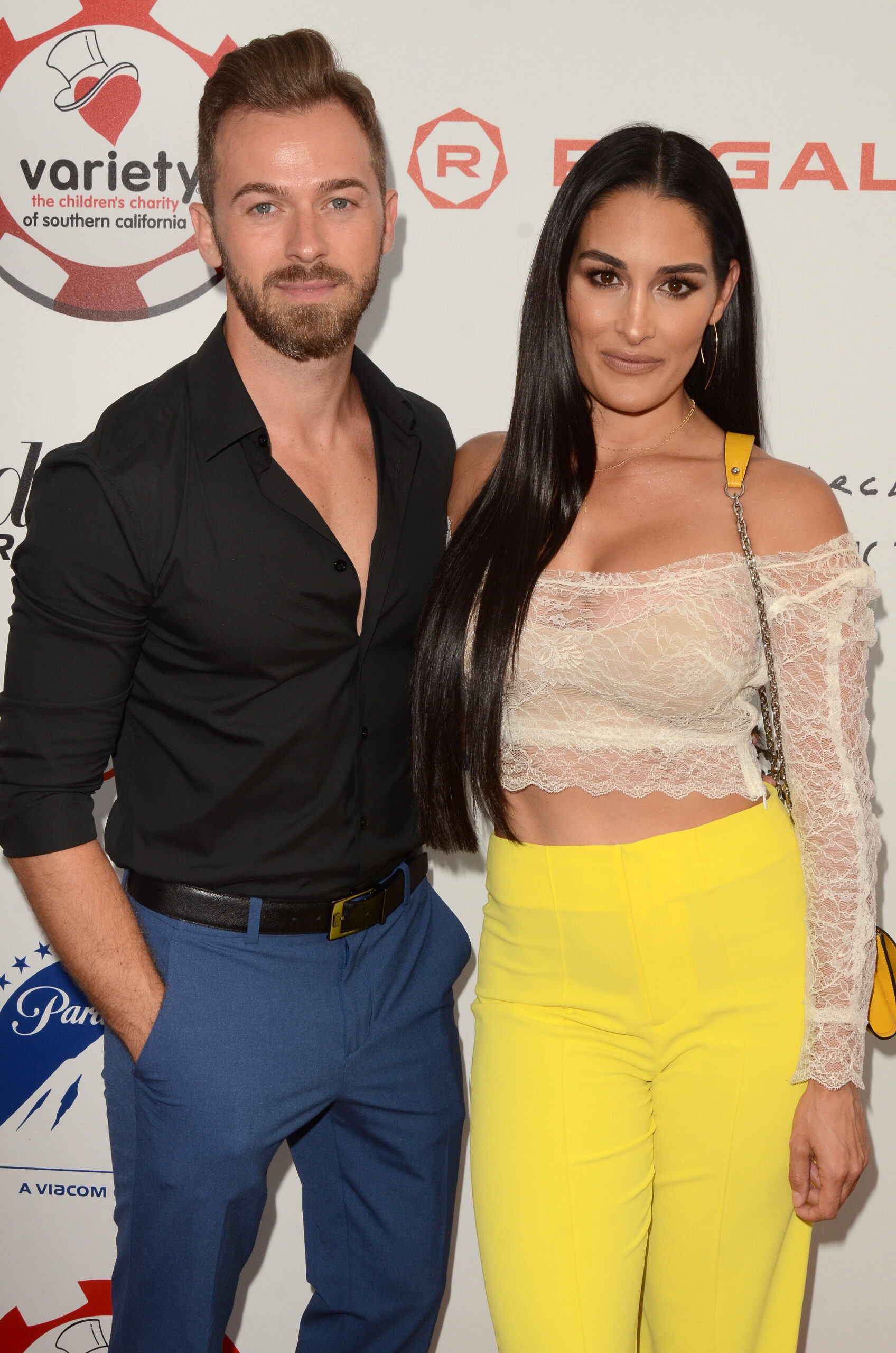 Nikki Bella & Artem Chigvintsev smiling