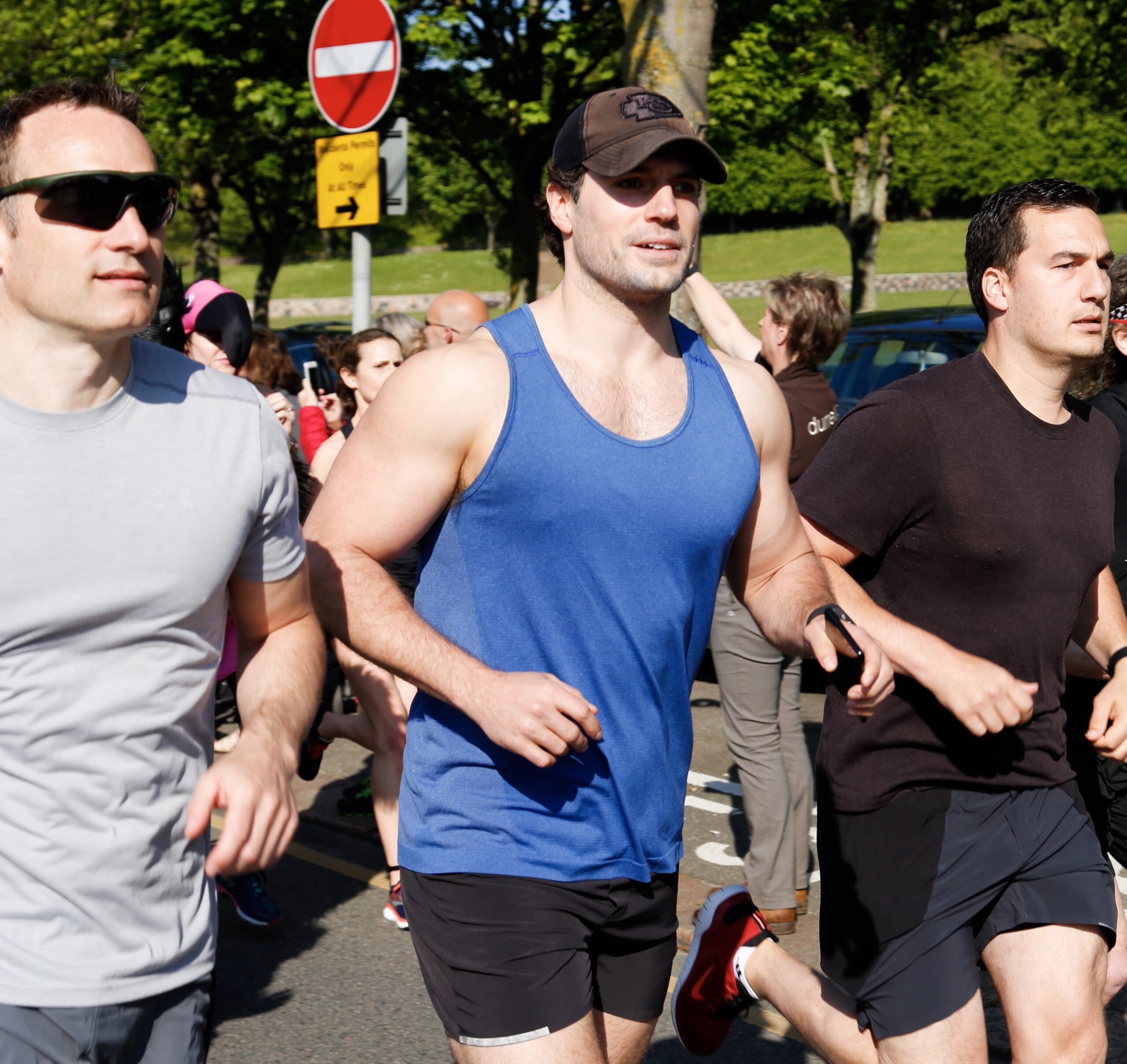 Henry Cavill running the annual Durrell charity run in St Helier on the island of Jersey