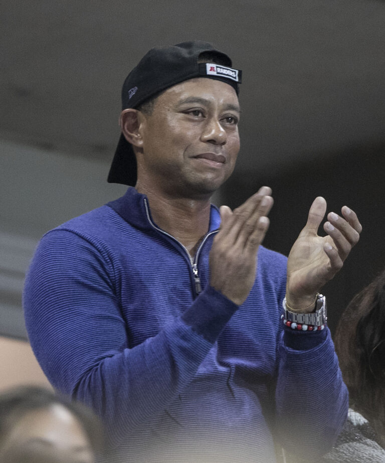 Tiger Woods at Nadal vs Cilic Match