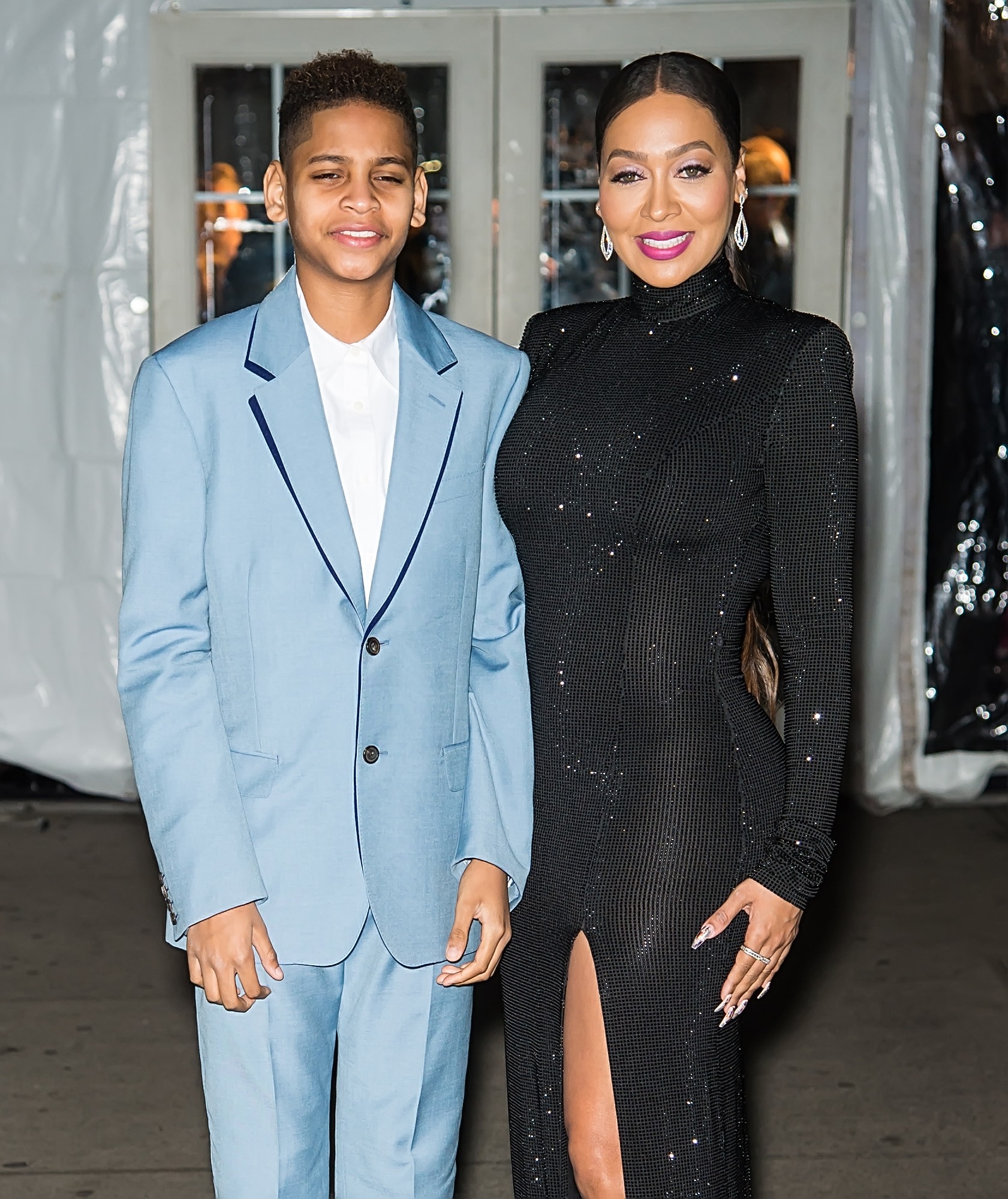 La La Anthony and son at the 2020 amfAR New York Gala