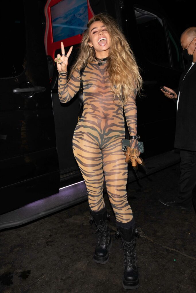 Sommer Ray leaves in a see through costume at Stassie Halloween Party