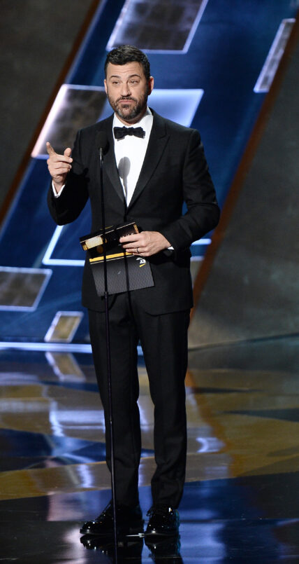 Comedian Jimmy Kimmel onstage during the 67th Primetime Emmy Awards in the Microsoft Theater in Los Angeles on September 20, 2015. Photo by Ken Matsui/UPI. Newscom/(Mega Agency TagID: upiphotostwo404773.jpg) [Photo via Mega Agency]