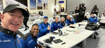 Jeff Bezos with Blue Origin crew