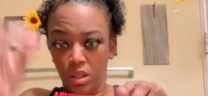 Tessica Brown showing off chunks of hair