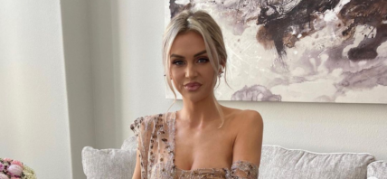 Lala Kent in a one-shoulder dress