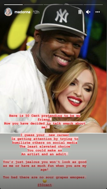 Madonna's post on her Instagram story