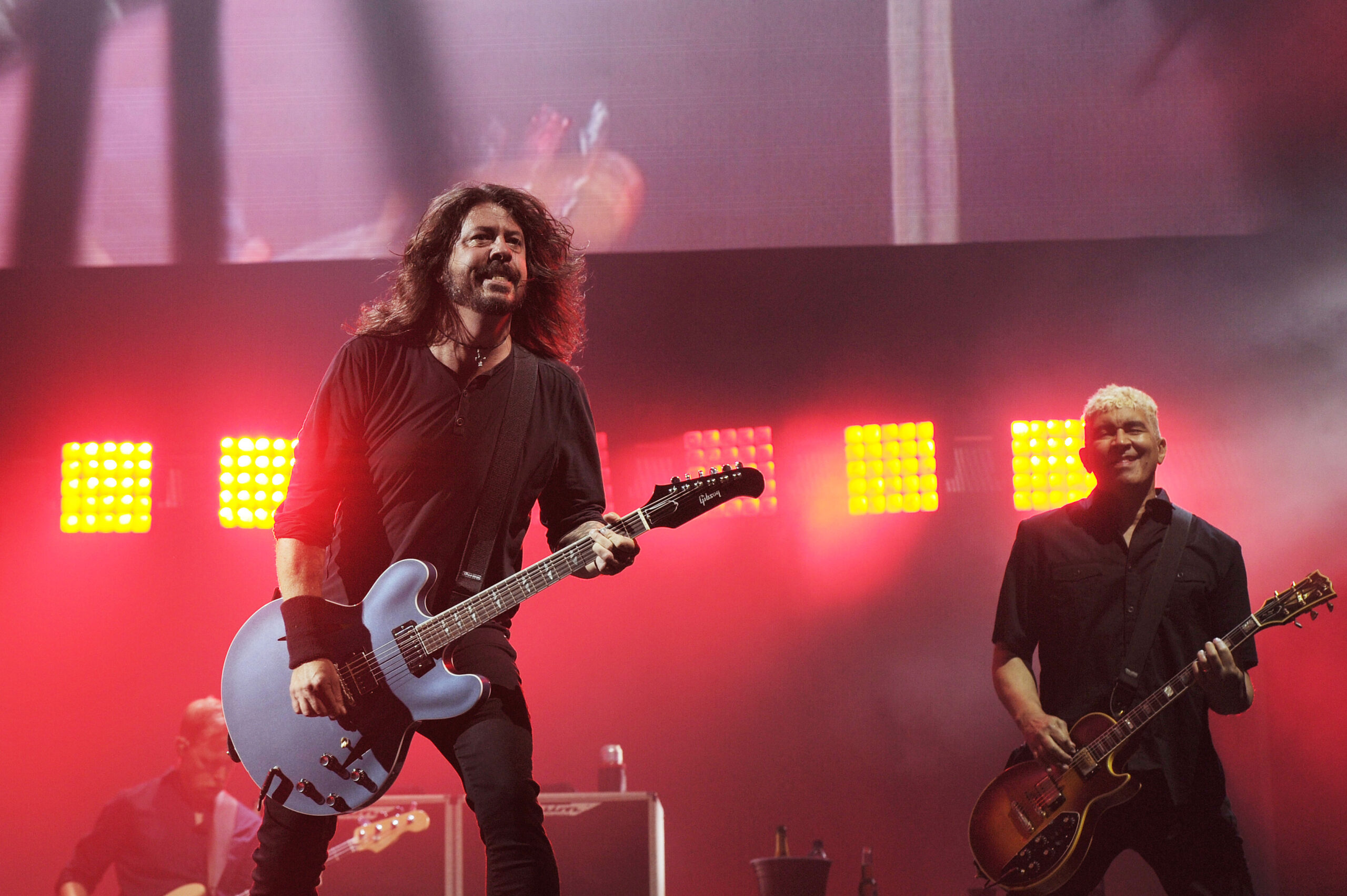 Foo Fighters performing at Glastonbury Festival
