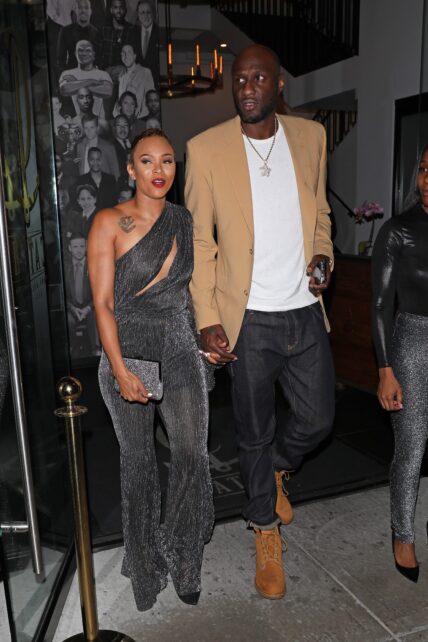 Lamar Odom and girlfriend Sabrina Parr grab dinner at Catch LA restaurant