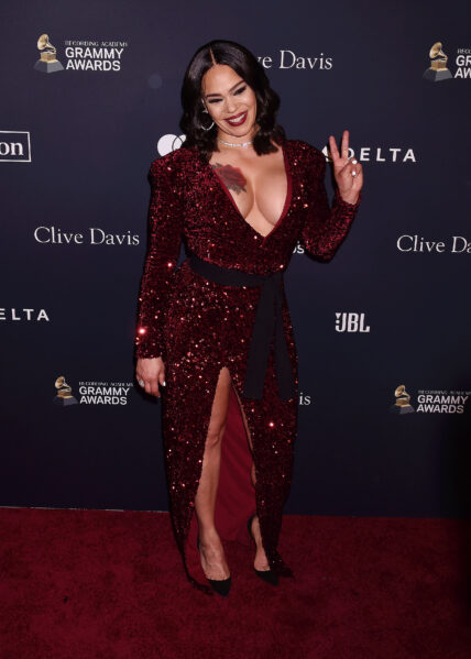 Faith Evans at the Pre-GRAMMY Gala and GRAMMY Salute to Industry Icons Honoring Sean "Diddy" Combs - Red Carpet Arrivals