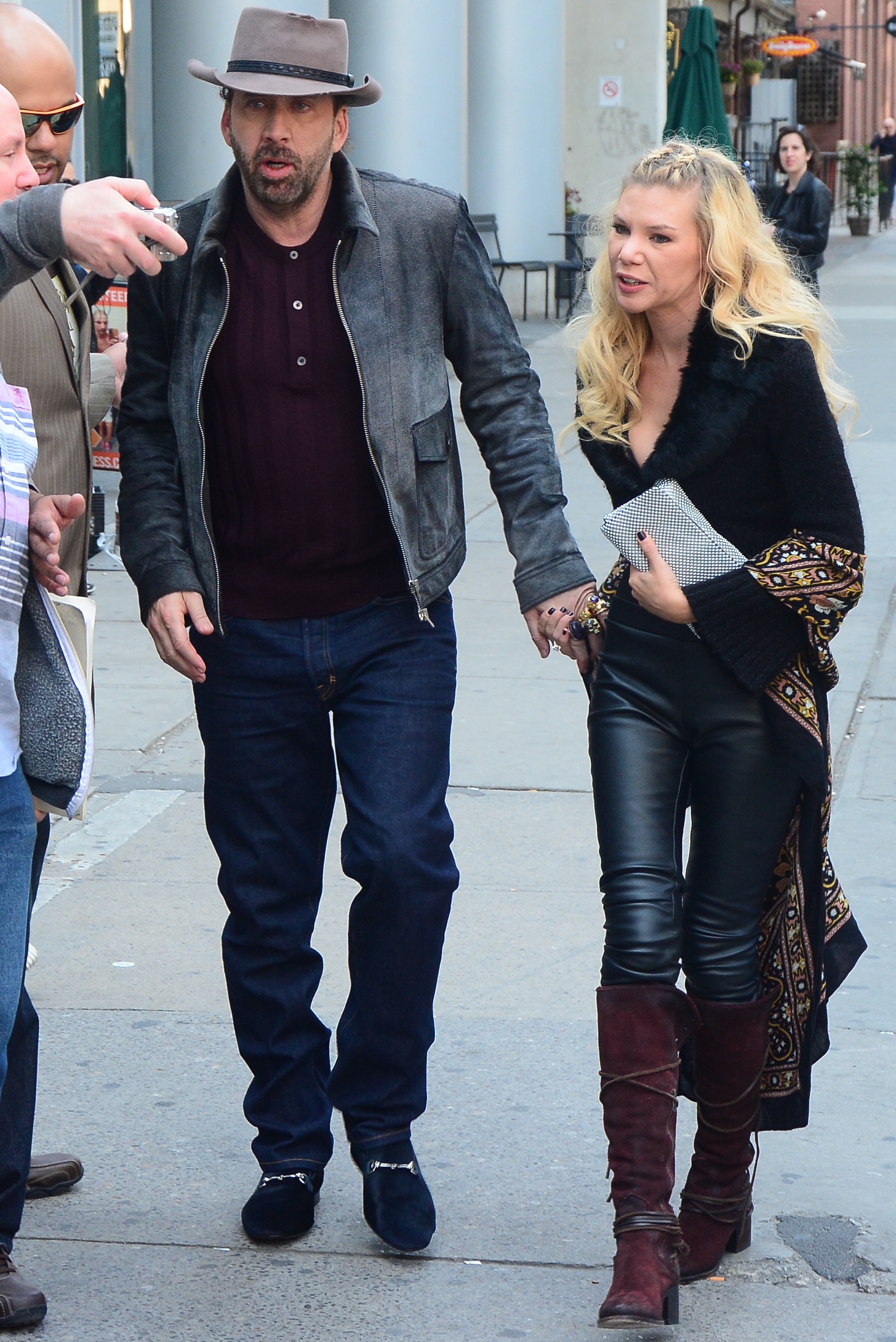 Nicholas cage arrives to press conference in Toronto for tiff