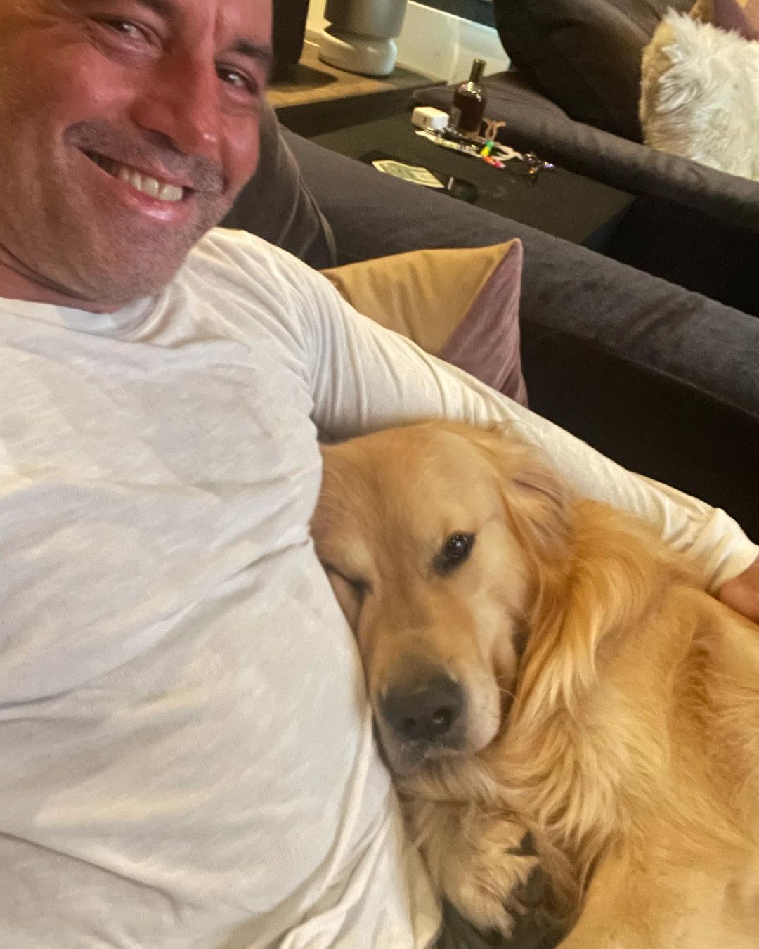 Joe Rogan smiling.
