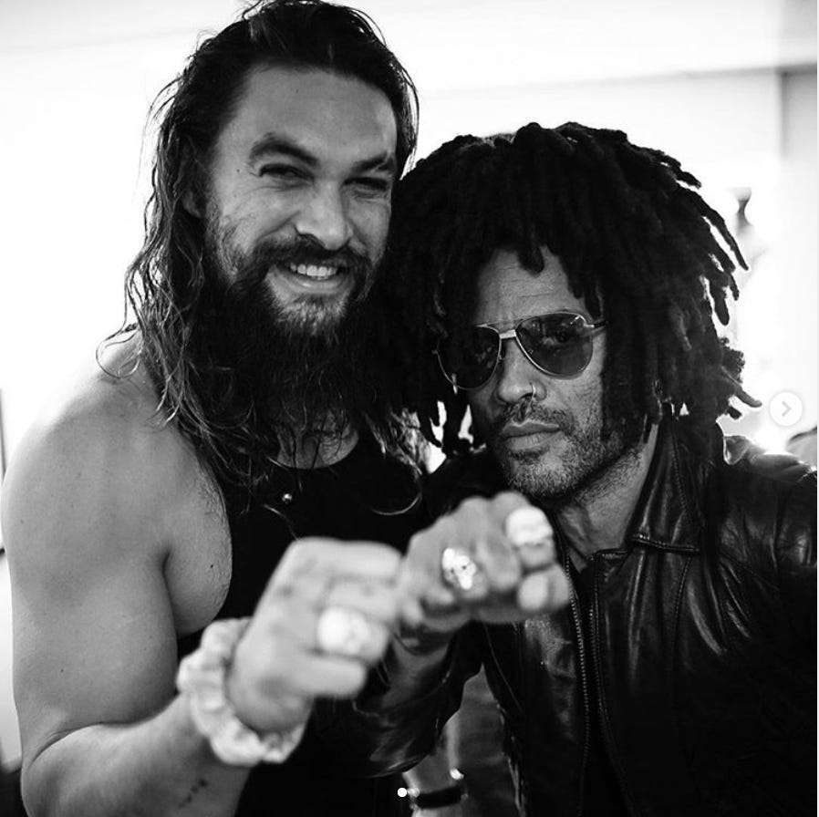 Jason Momoa with Lenny Kravitz