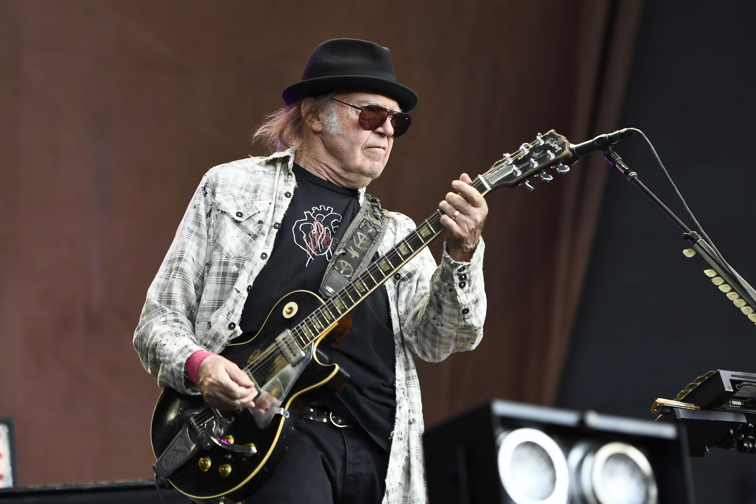 Neil Young performing at British Summertime 2019