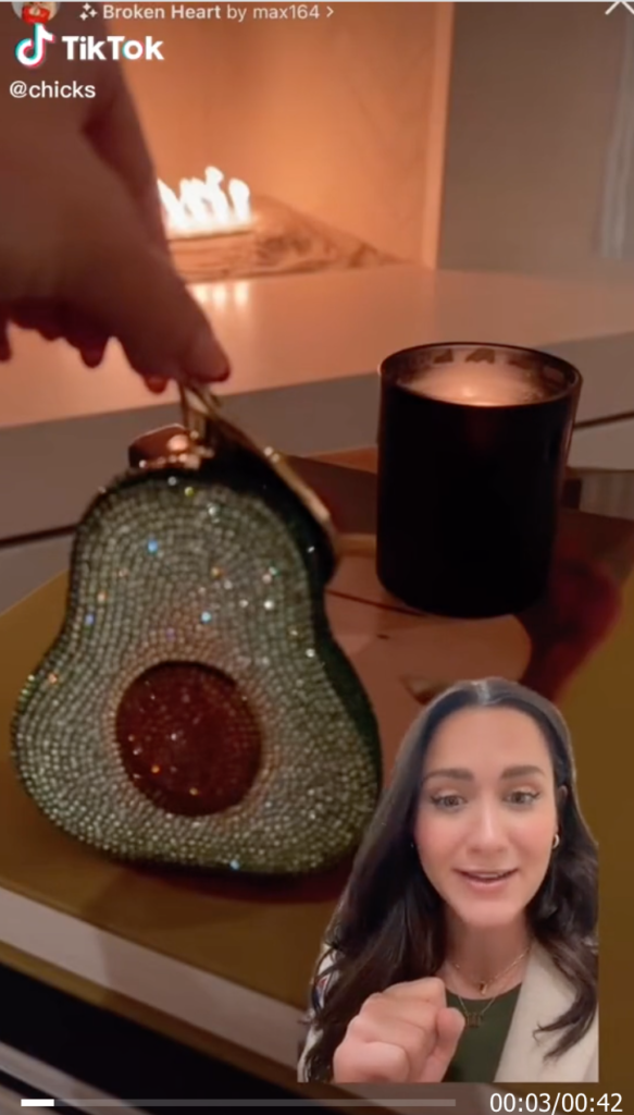 Rhinestone embellished avocado purse