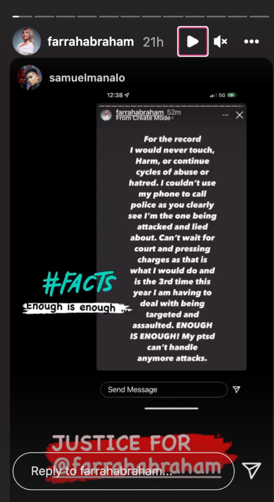 Farrah Abraham's IG Story