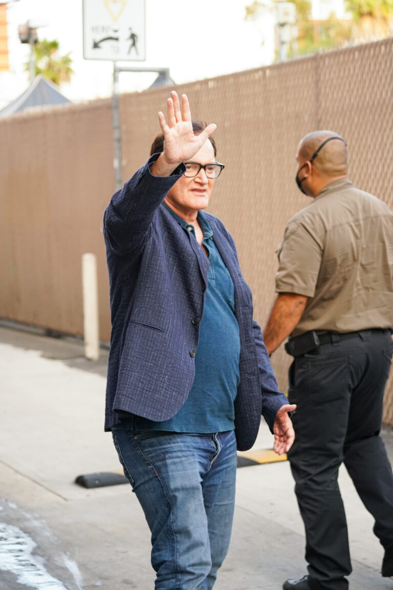 Quentin Tarantino outside Jimmy Kimmel Live