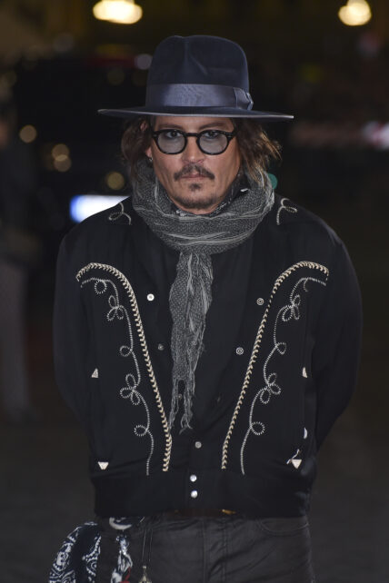 Johnny Depp and Mira Sorvino attend the red carpet of Depp apos s master class at the Auditorium della Conciliazione for the Rome Film Festival