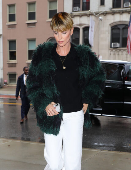 Charlize Theron was spotted out and abut in NYC on Oct 20, 2019. 20 Oct 2019 Pictured: Charlize Theron.