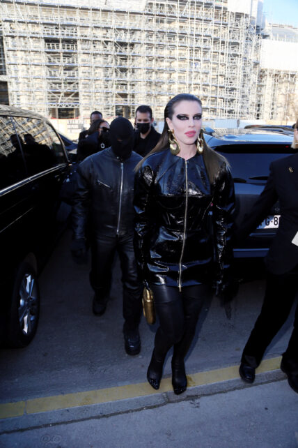 Kanye West and Julia Fox at the Schiaparelli fashion show