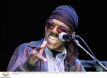 Syl Johnson performing with the Hi Band at the Barbican Centre, London on 22 Apr