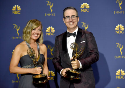 John Oliver, winner of the award for Outstanding Variety Talk Series for "Last Week Tonight with John Oliver"