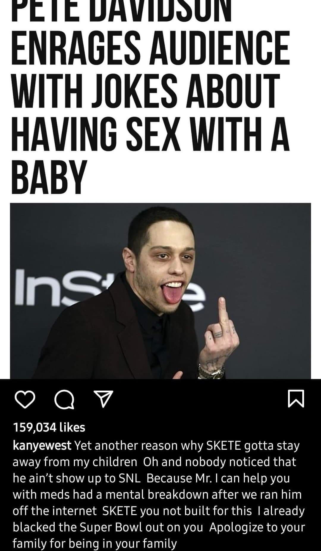 Kanye West takes more shots at Pete Davidson on Instagram at 7 AM on March 16, 2022 