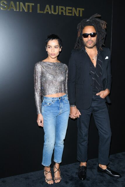 Zoe Kravitz and Lenny Kravitz attend the Saint Laurent show as part of the Paris Fashion Week Womenswear Fall/Winter 2020/2021