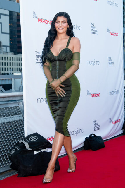 Kylie Jenner in tight green dress