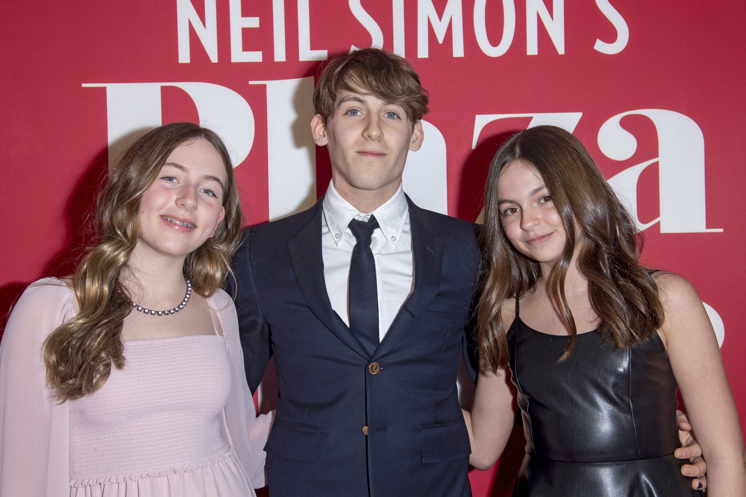 Marion Loretta Elwell Broderick, James Wilkie Broderick and Tabitha Hodge Broderick attend ''Plaza Suite'' Opening Night in New York City.