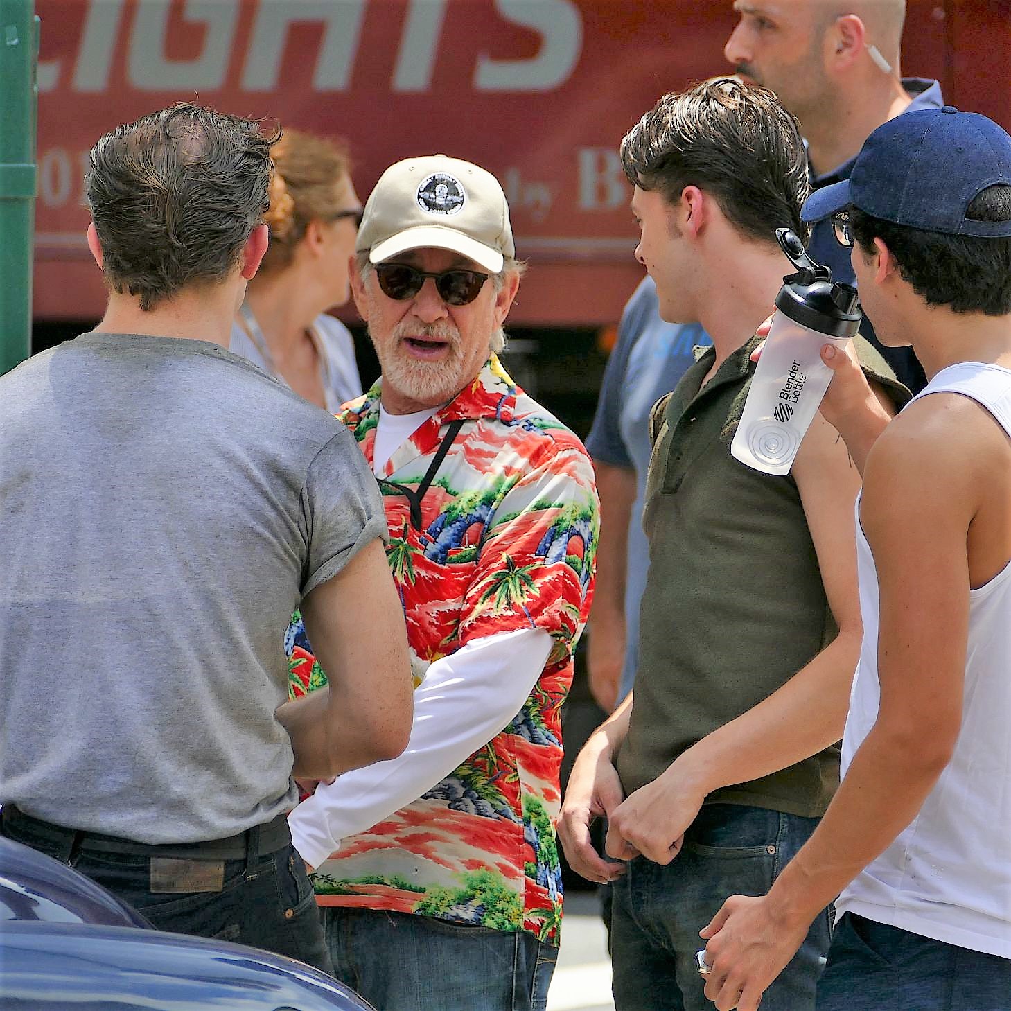 Steven Spielberg Seen Taking A Moment With West Side Story Actors