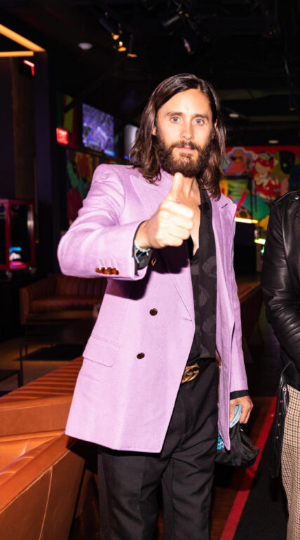 Jared Leto gives a thumbs-up at Resorts World Las Vegas