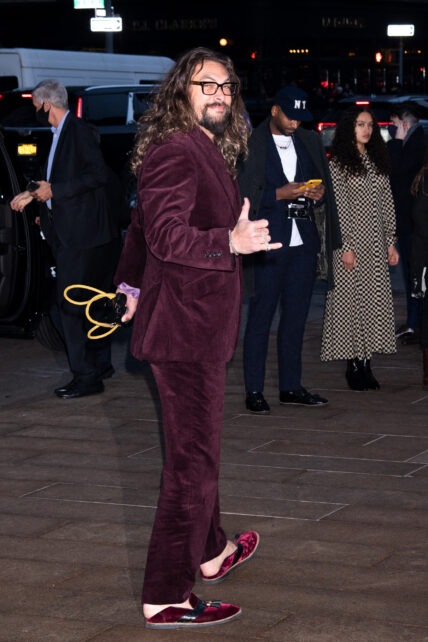 Jason Momoa there for 'family' Zoë Kravitz at Batman premiere