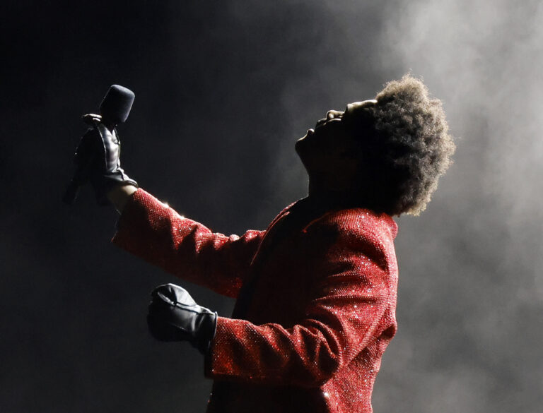 The Weeknd performs at Super Bowl LV