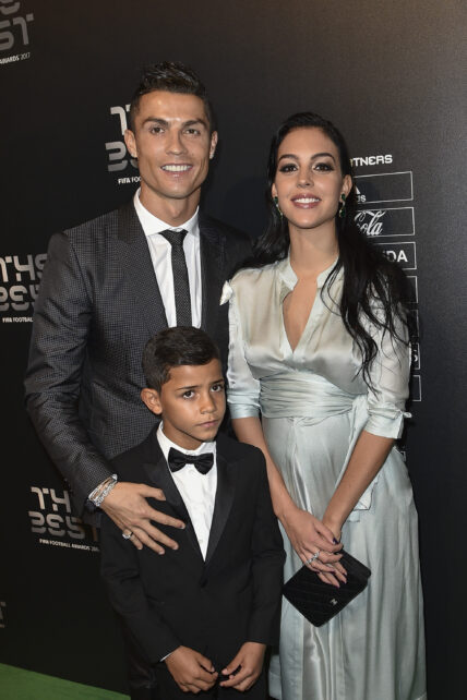 Cristiano Ronaldo with his son and his fiancee at The Best FIFA Football Awards in London