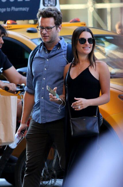 Lea Michele and BFF Jonathan Groff are all smiles while singing and dancing after watching Olivia Wilde's directed movie "Booksmart" at the Angelika Theatre in Downtown Manhattan. The "Glee" costars and best friends were seen enjoying the hot weather as they hugged and took selfies together while later on holding hands and sharing ear headphones as they listened to music in which they were both singing and dancing along on the streets of Manhattan. 27 Jun 2019 Pictured: Lea Michele and Jonathan Groff.