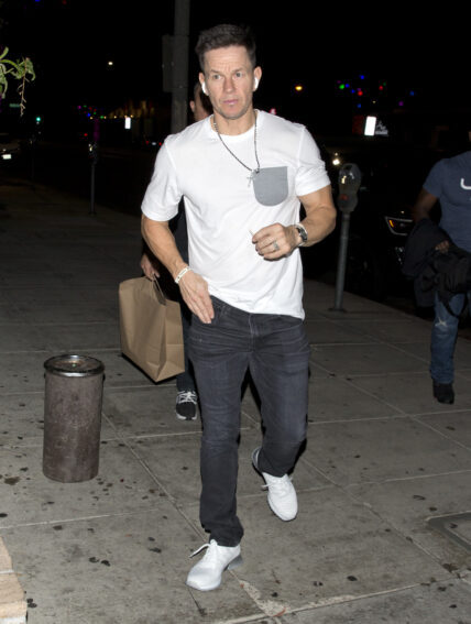 Mark Wahlberg enjoys a dinner at 'Matsuhisa' Japanese Restaurant with friends in Beverly Hills