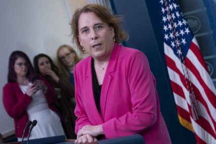'Jeopardy!' champ Amy Schneider speaks to the media at The White House